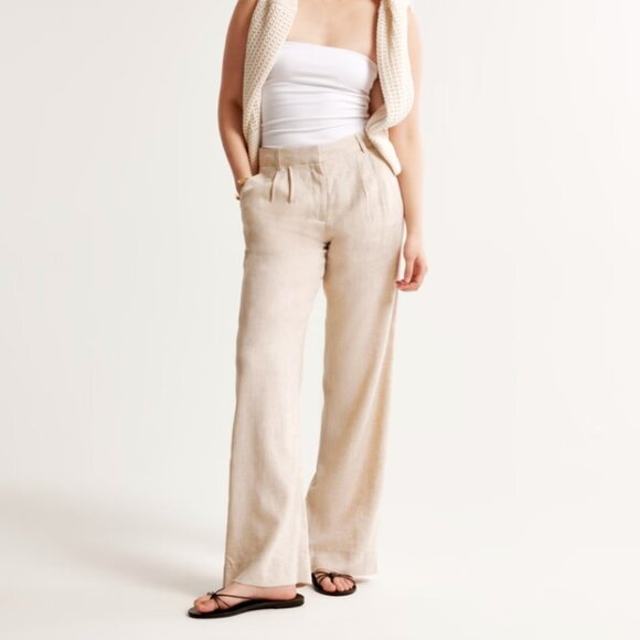 Abercrombie & Fitch Sloane Low Rise Tailored Linen-Blend Pant Women's 28 - Picture 1 of 8